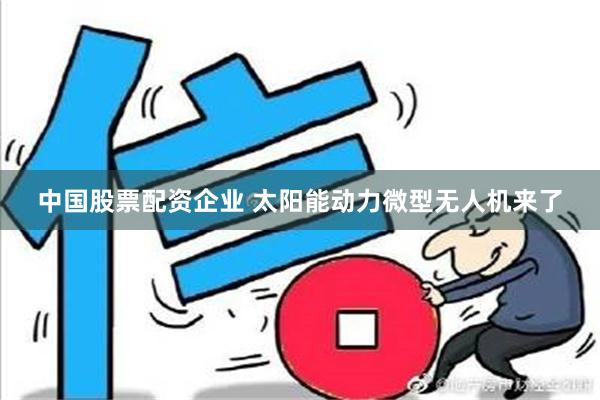 中国股票配资企业 太阳能动力微型无人机来了