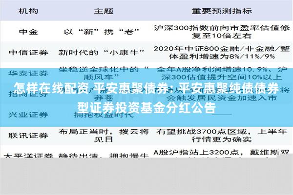 怎样在线配资 平安惠聚债券: 平安惠聚纯债债券型证券投资基金分红公告