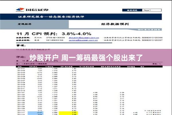 炒股开户 周一筹码最强个股出来了